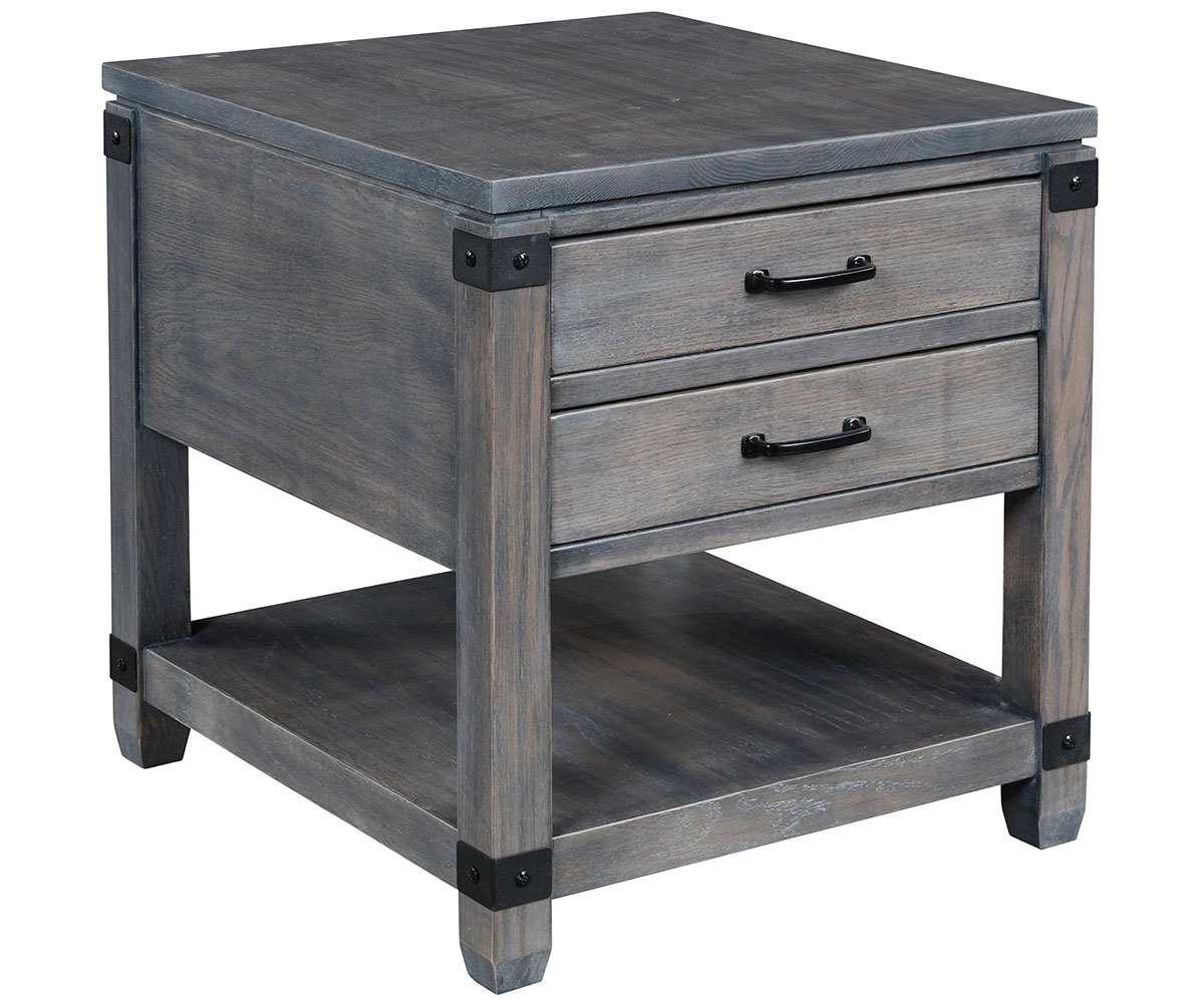 Antigo End Table with Metal Brackets - 22"W