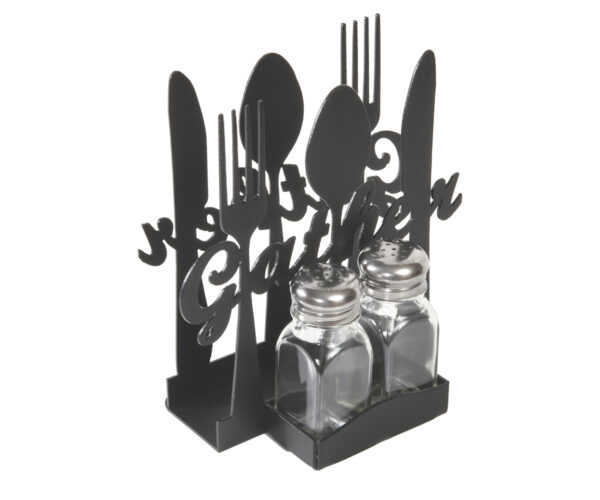 Gather Metal Napkin Holder With Salt & Pepper Shakers